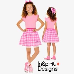 INSPIRIT DESIGNS Barbie Halloween Pink Gingham Halloween Tutu Kit Girl’s Sz L/XL